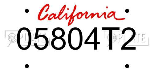 05804T2 California License Plate