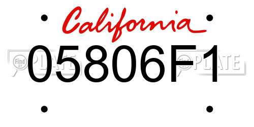 05806F1 California License Plate