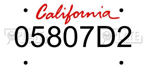 05807D2 California License Plate