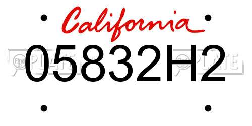 05832H2 California License Plate