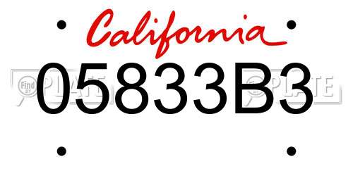 05833B3 California License Plate