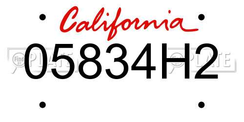 05834H2 California License Plate