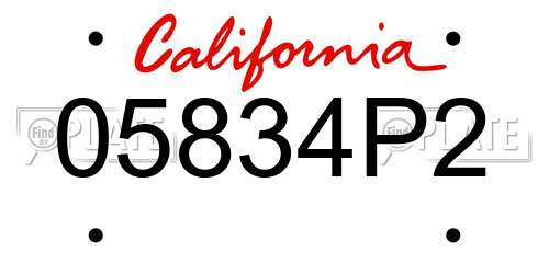 05834P2 California License Plate