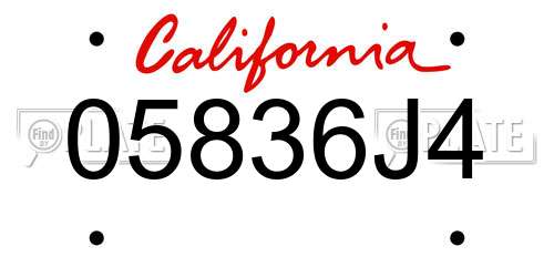 05836J4 California License Plate