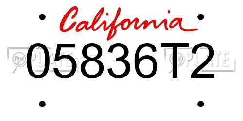 05836T2 California License Plate
