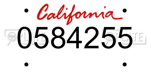 0584255 California License Plate
