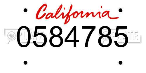 0584785 California License Plate