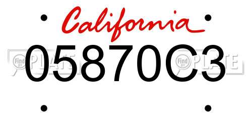 05870C3 California License Plate