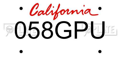 058GPU California License Plate