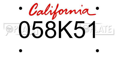058K51 California License Plate