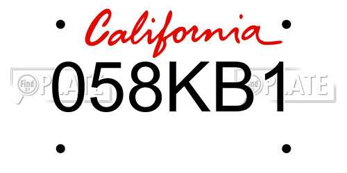 058KB1 California License Plate
