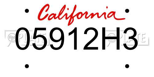 05912H3 California License Plate