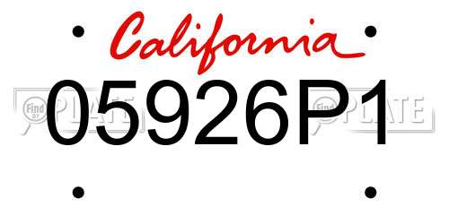 05926P1 California License Plate