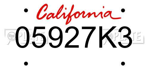 05927K3 California License Plate