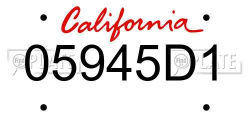 05945D1 California License Plate