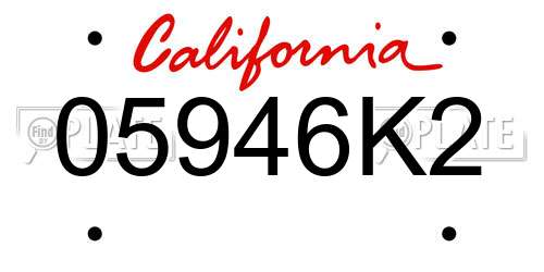 05946K2 California License Plate