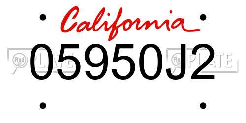 05950J2 California License Plate