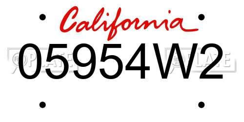 05954W2 California License Plate