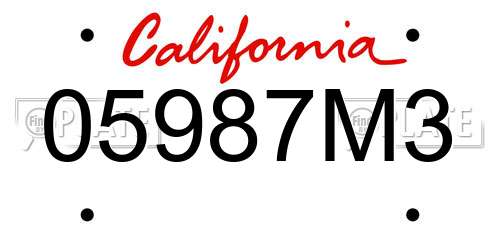 05987M3 California License Plate