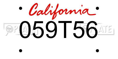 059T56 California License Plate