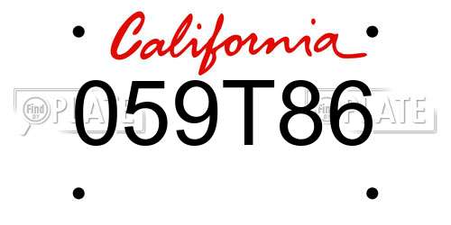 059T86 California License Plate