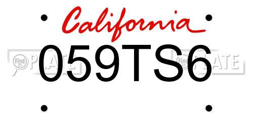 059TS6 California License Plate