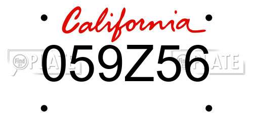 059Z56 California License Plate