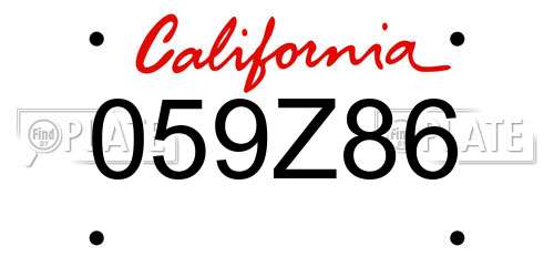059Z86 California License Plate