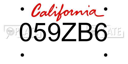 059ZB6 California License Plate