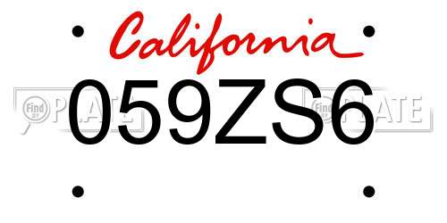 059ZS6 California License Plate