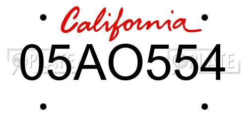 05AO554 California License Plate