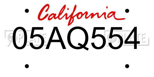 05AQ554 California License Plate
