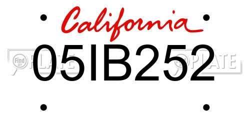 05IB252 California License Plate
