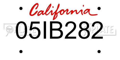 05IB282 California License Plate