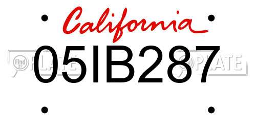 05IB287 California License Plate