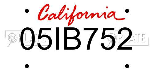 05IB752 California License Plate