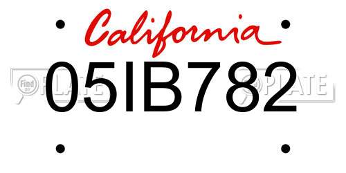05IB782 California License Plate