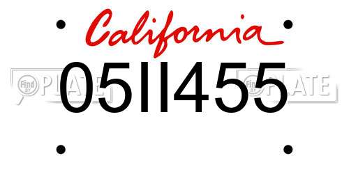 05II455 California License Plate