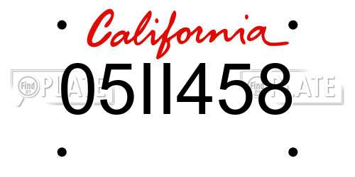 05II458 California License Plate