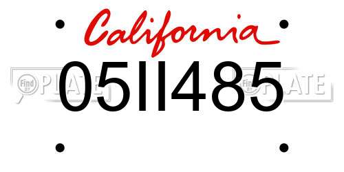05II485 California License Plate