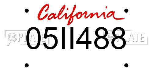 05II488 California License Plate