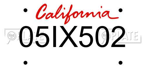 05IX502 California License Plate