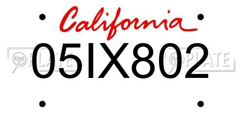 05IX802 California License Plate