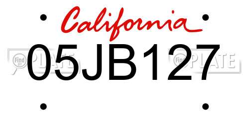 05JB127 California License Plate