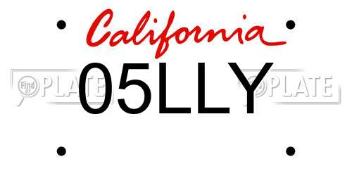 05LLY California License Plate