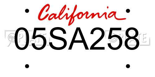 05SA258 California License Plate