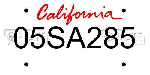 05SA285 California License Plate