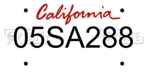 05SA288 California License Plate