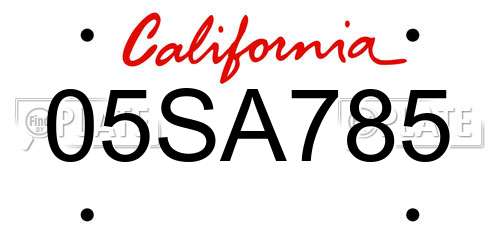05SA785 California License Plate