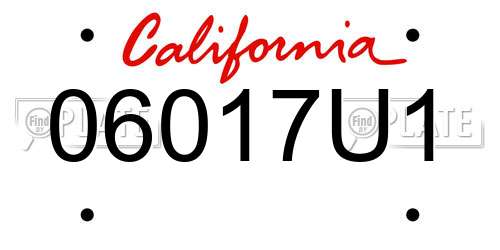 06017U1 California License Plate